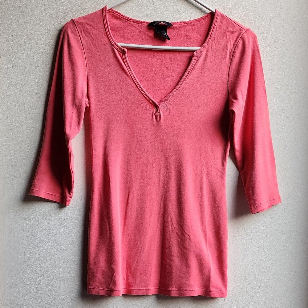 Moda International Pink V-Neck Jersey Size Small